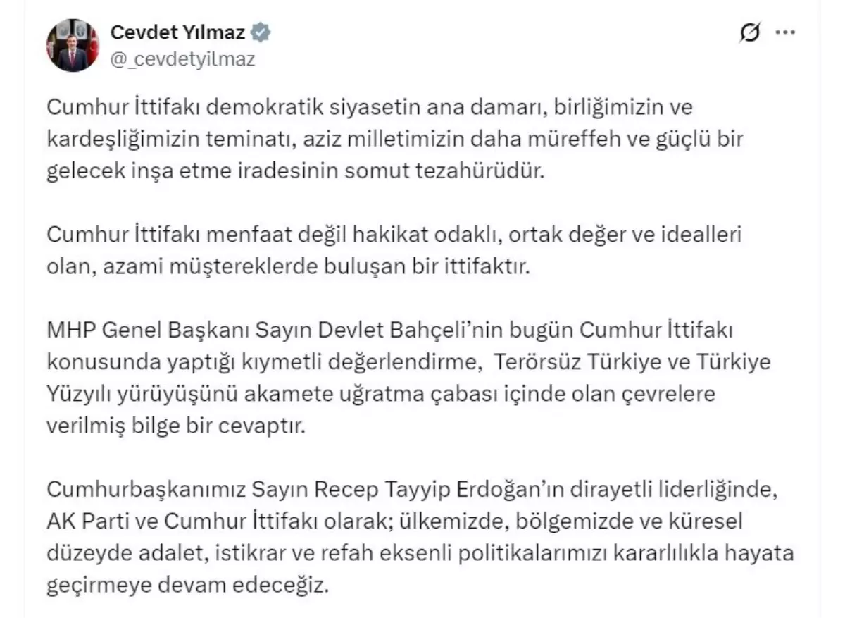 cevdet yilmaz cumhur ittifaki hakikat odakli bir ittifaktir GuNT8xcz.jpg